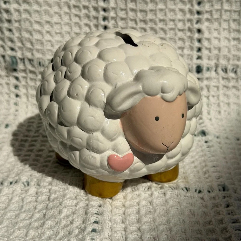 Lamb Coin Bank | Ceramic Sheep Piggy Bank | Baby Nursery Decor